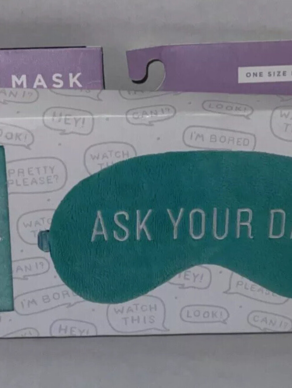 Ask Your Dad Sleep Mask Seafoam Green Embroidered Adult NWT. Satin Material